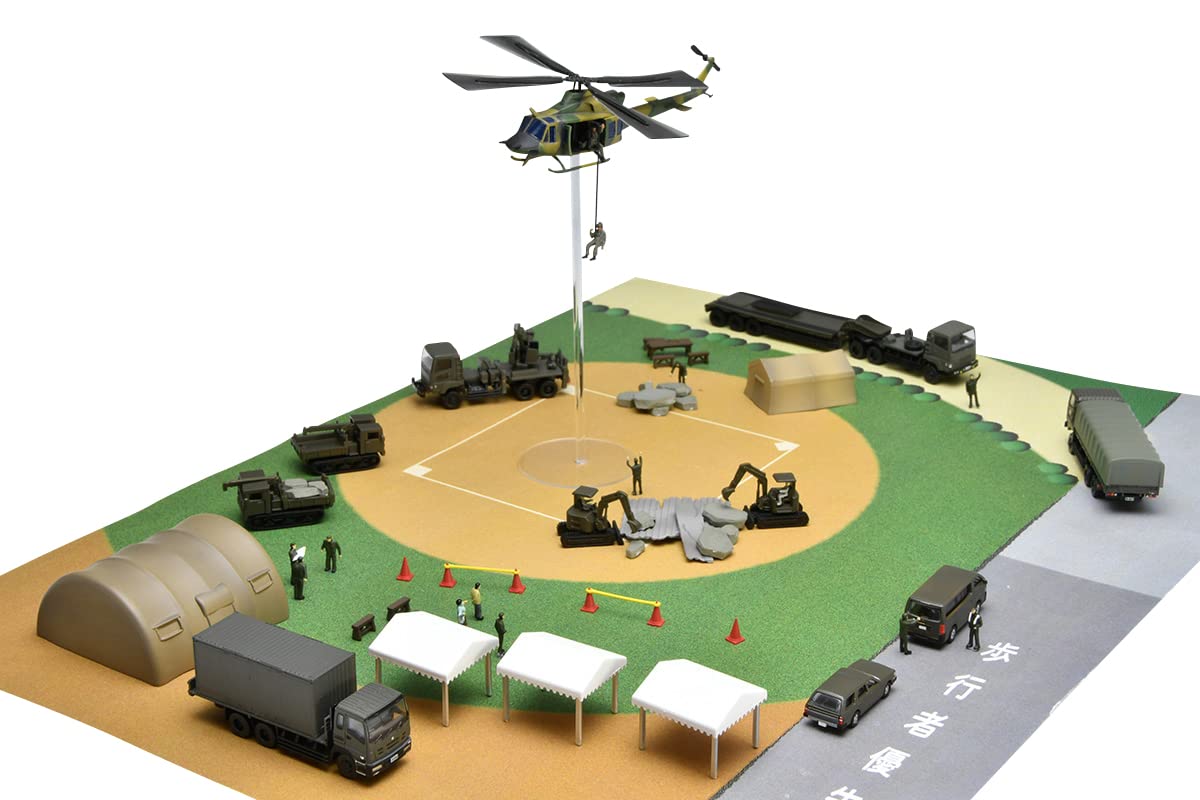 Gj! One Hundred Views Of Working Vehicles 003 Self-Defense Forces Disaster Prevention Training Site 8 Pieces Box Diorama Supplies