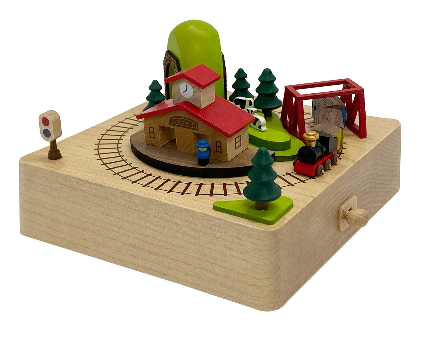 Sanrio Japan Wooden Music Box Station Train H 9108 Beige 577855