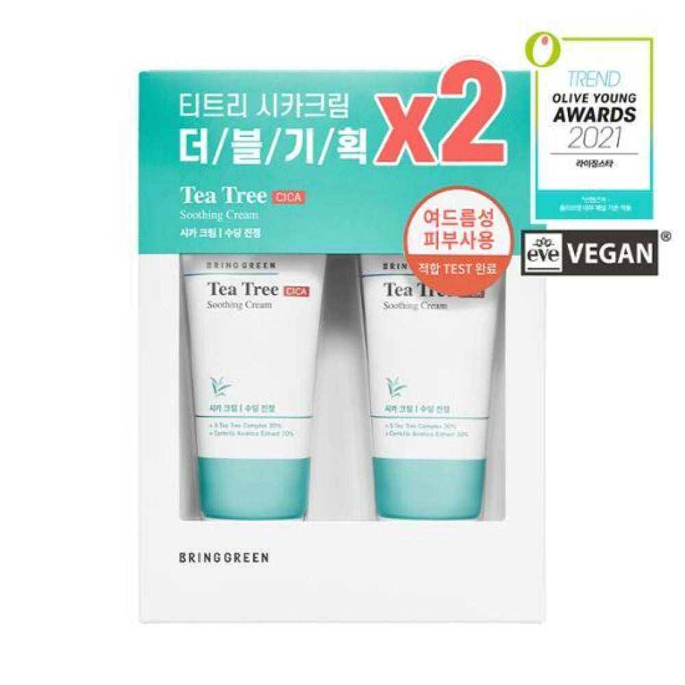 BRING GREEN Tea Tree Cica Soothing Cream 3.38 fl. oz. Double set