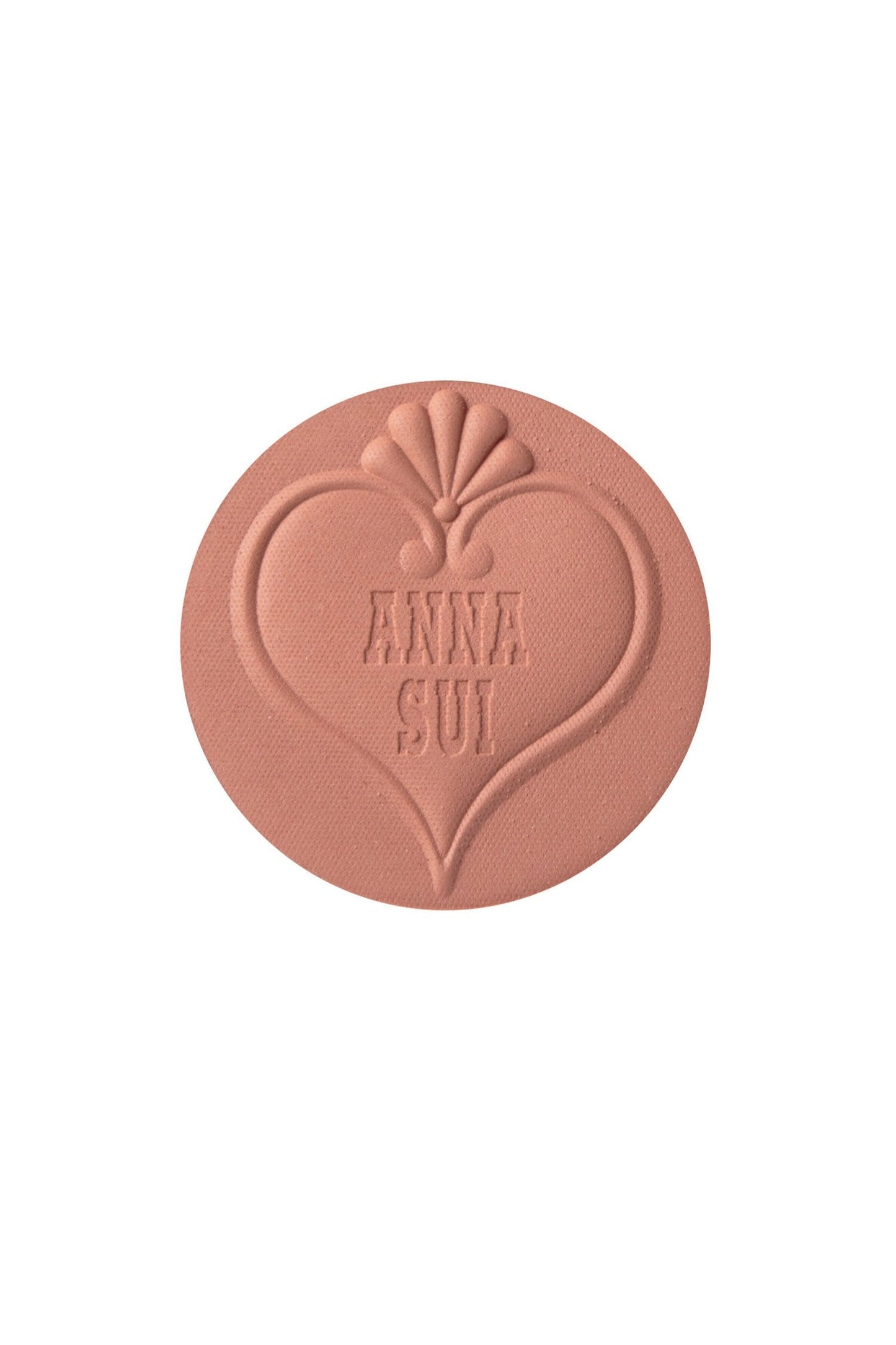 700 - Deep Beige Sui Black, round, engraved hart, seashell on top, Anna Sui branding inside