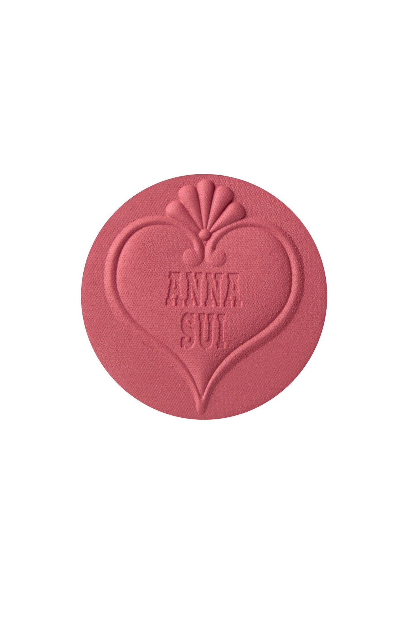 401 - Deep Red Sui Black round, engraved hart, seashell on top, Anna Sui branding inside
