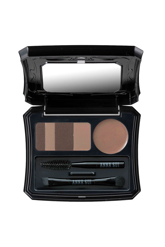 SOFT BROWN in a rectangle box with curvy sides, with brushes, color, & mirror.