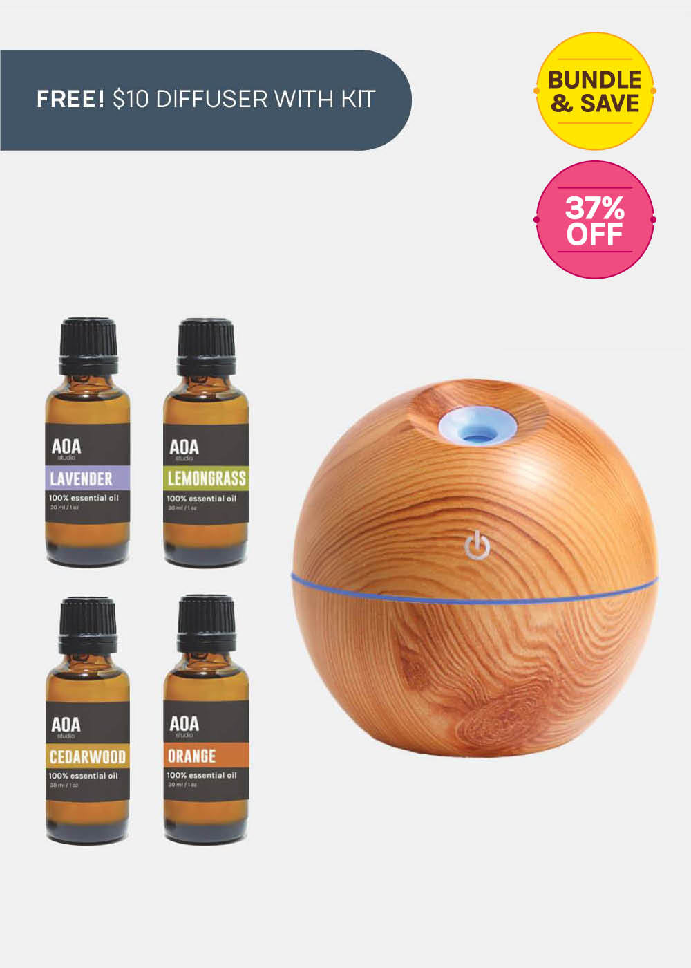 AOA Essential Oils + Diffuser Kit - Stress Relief